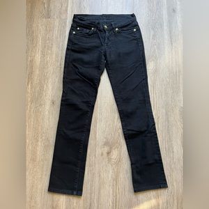 7 for All Man Kind, Black, Low Rise, Straight Leg Jeans, Size 24